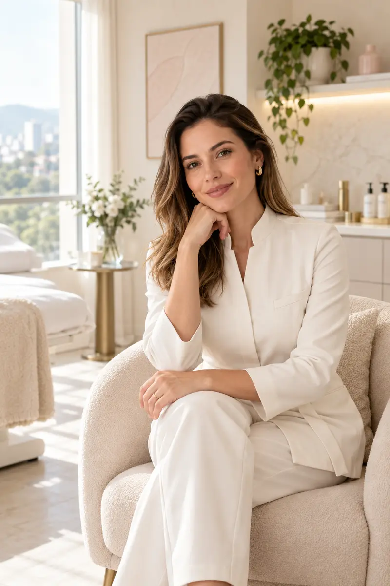 Profissional em consultório de estética